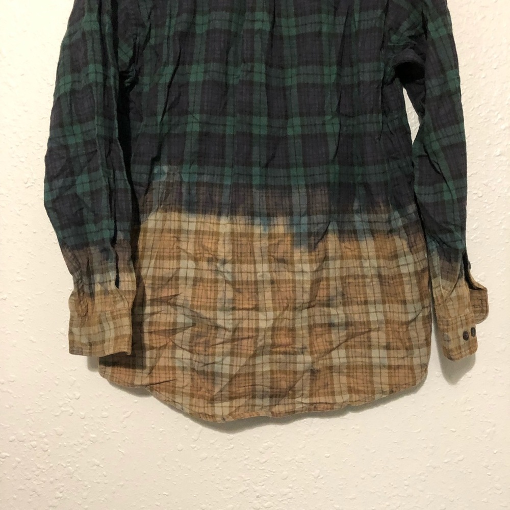 Ll Bean Hand Bleached Dip Dyed Custom Plaid Butto… - image 2